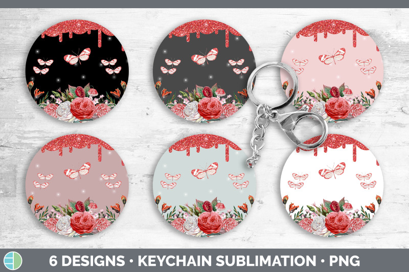 pink-butterfly-keychain-bundle-keyring-sublimation-designs