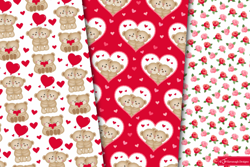 valentine-bear-digital-paper-valentine-heart-patterns