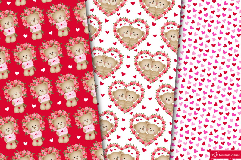 valentine-bear-digital-paper-valentine-heart-patterns