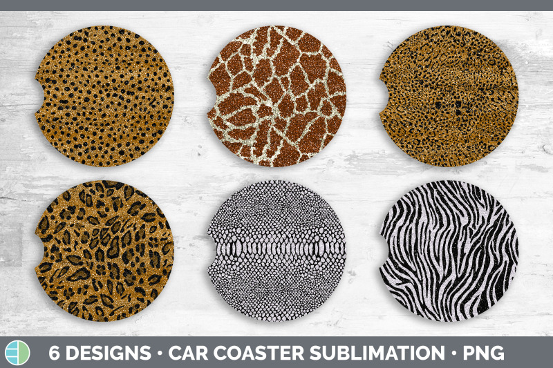 animal-print-car-coaster-glitter-sublimation-bundle