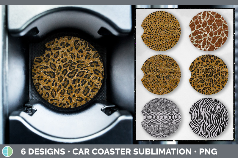 animal-print-car-coaster-glitter-sublimation-bundle