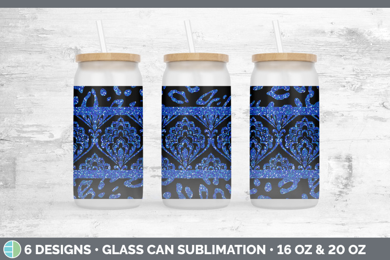 blue-damask-glass-can-sublimation-beer-mason-jar