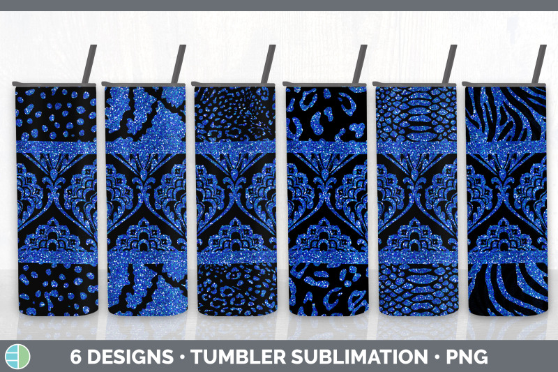 blue-damask-tumbler-glitter-animal-print-skinny-tumbler-sublimation