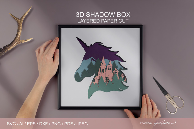 cartoon-unicorn-3d-layered-papercut-svg-3d-shadow-box