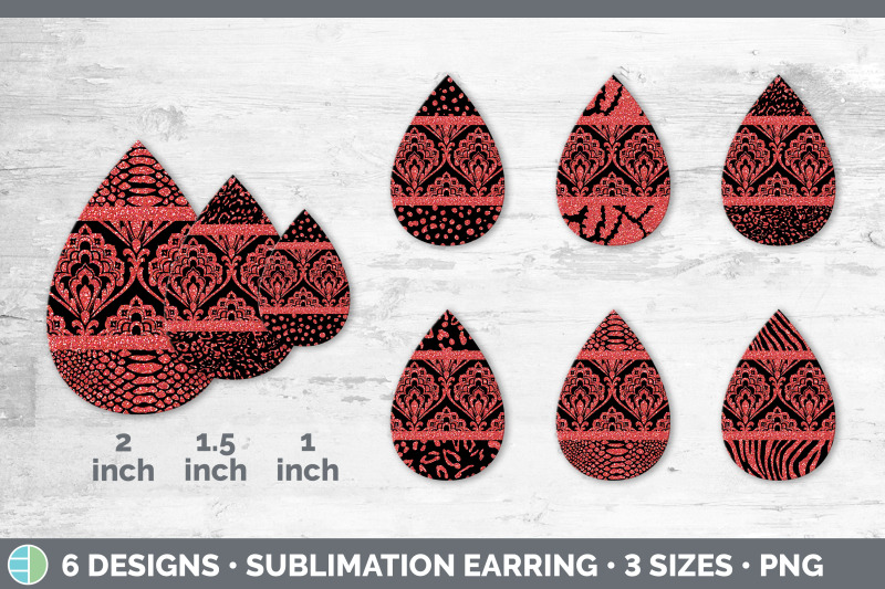 red-damask-teardrop-earring-glitter-animal-print-sublimation-bundle