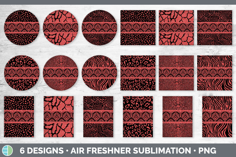 red-damask-air-freshener-glitter-animal-print-sublimation-bundle