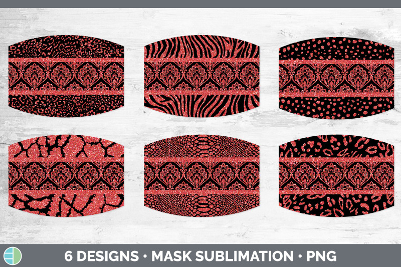 red-damask-mask-sublimation-glitter-animal-print-face-mask-designs