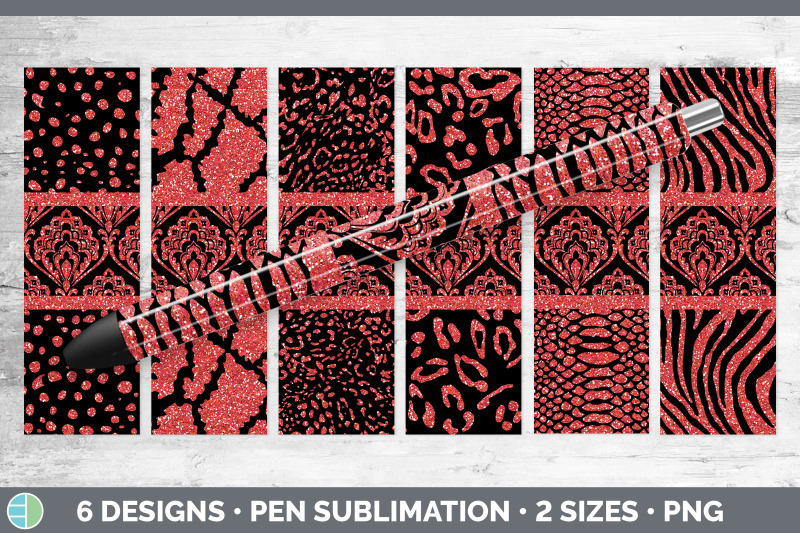 red-damask-pen-wraps-glitter-animal-print-epoxy-pen-sublimation