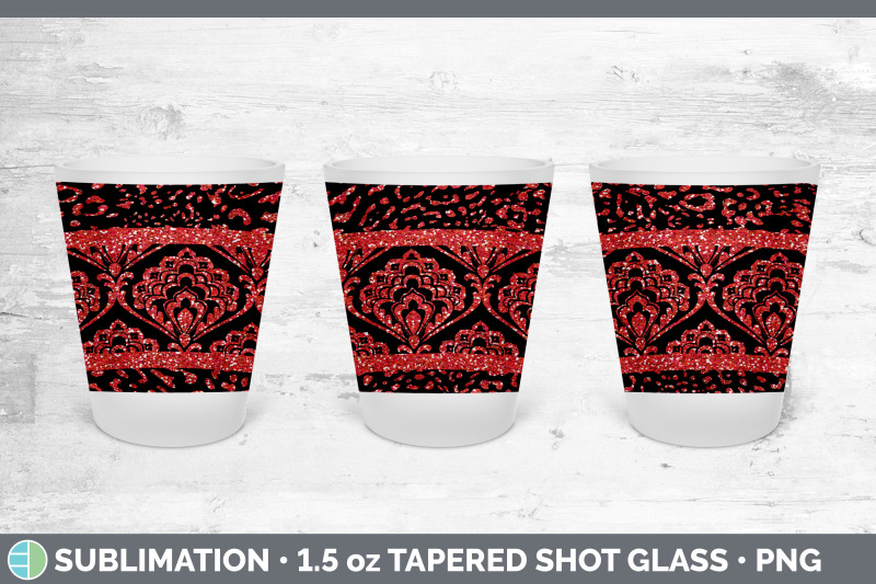 red-damask-shot-glass-sublimation-shot-glass-1-5oz-tapered