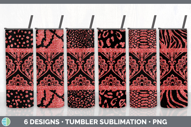 red-damask-tumbler-glitter-animal-print-skinny-tumbler-sublimation-b