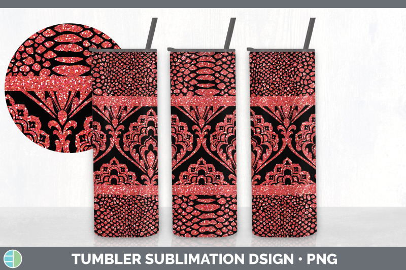 red-damask-tumbler-glitter-animal-print-skinny-tumbler-sublimation-b