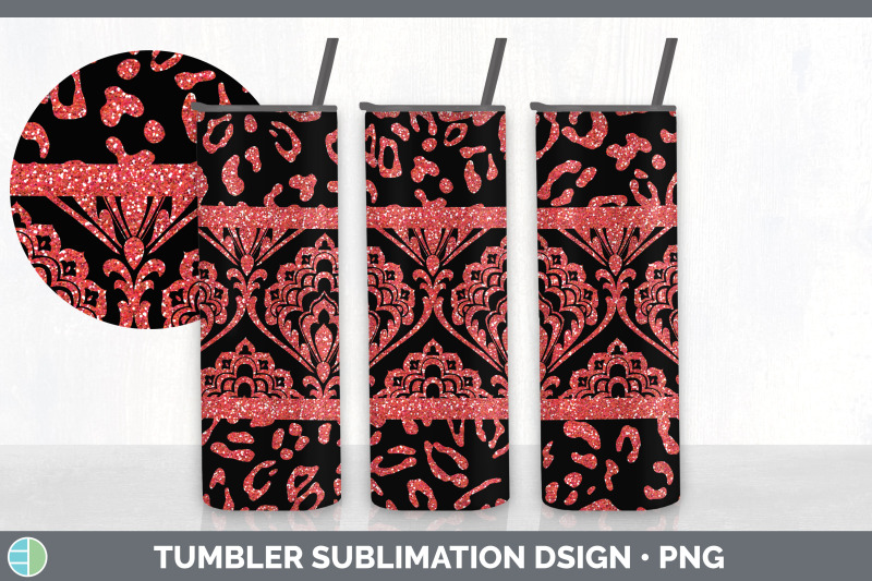 red-damask-tumbler-glitter-animal-print-skinny-tumbler-sublimation-b