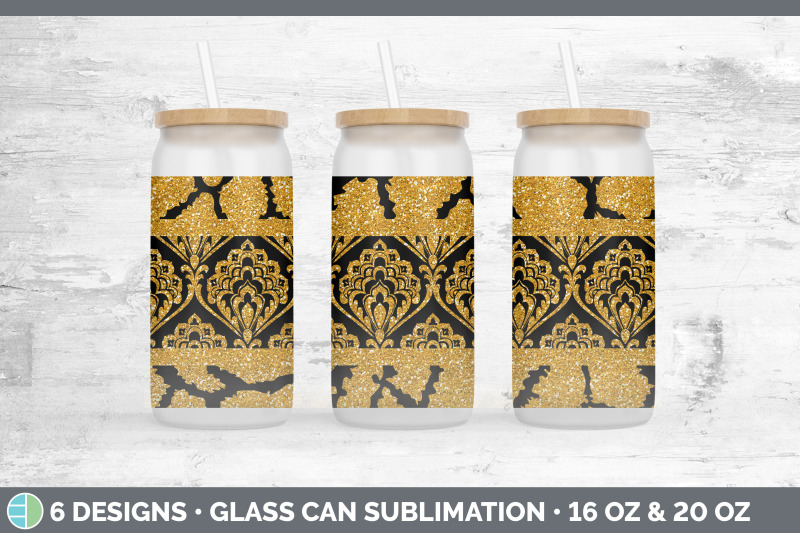 orange-damask-glass-can-sublimation-beer-mason-jar