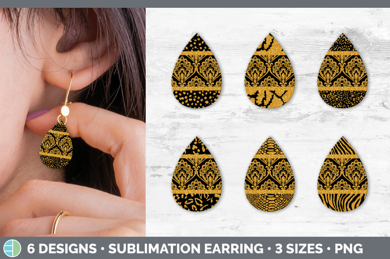 orange-damask-teardrop-earring-glitter-animal-print-sublimation-bund