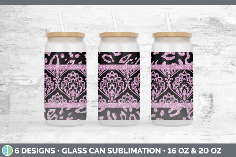 pink-damask-glass-can-sublimation-beer-mason-jar