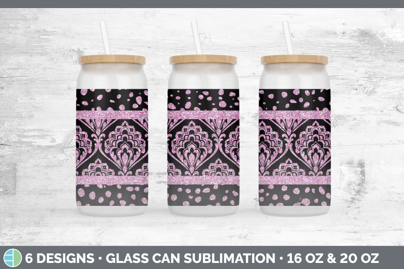 pink-damask-glass-can-sublimation-beer-mason-jar