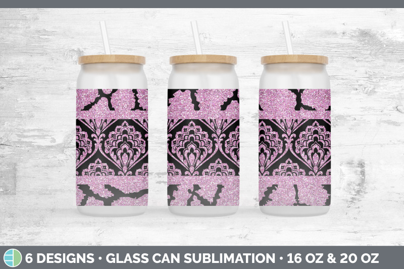 pink-damask-glass-can-sublimation-beer-mason-jar