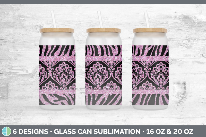 pink-damask-glass-can-sublimation-beer-mason-jar