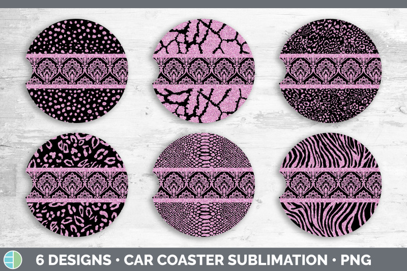 pink-damask-car-coaster-glitter-animal-print-sublimation-bundle