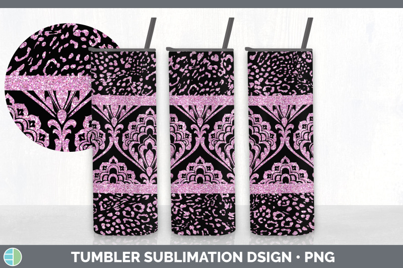 pink-damask-tumbler-glitter-animal-print-skinny-tumbler-sublimation