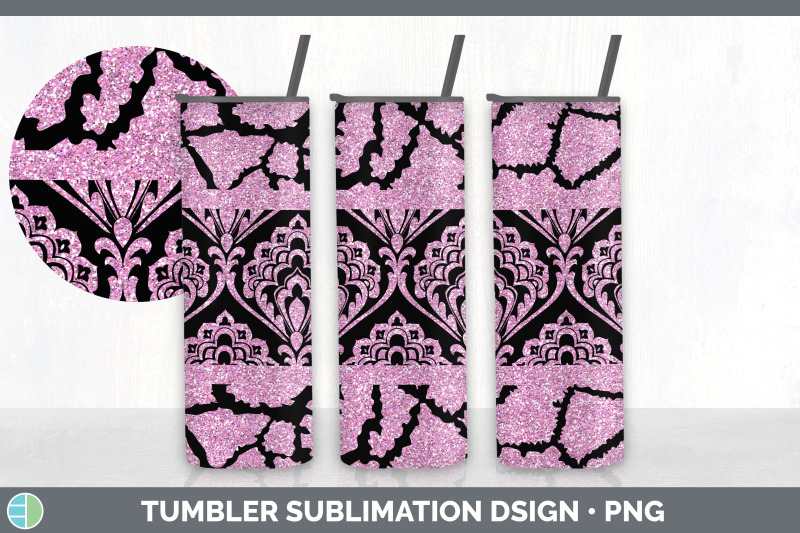 pink-damask-tumbler-glitter-animal-print-skinny-tumbler-sublimation