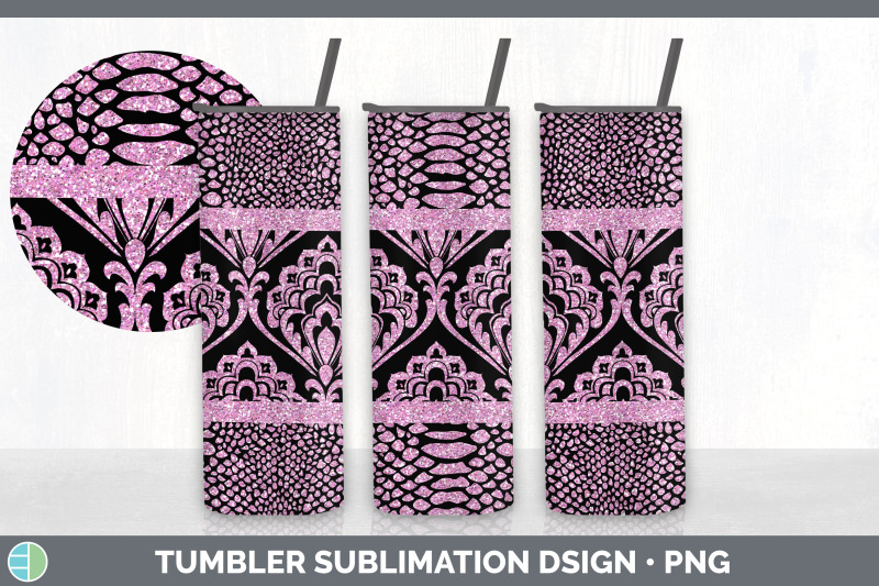 pink-damask-tumbler-glitter-animal-print-skinny-tumbler-sublimation