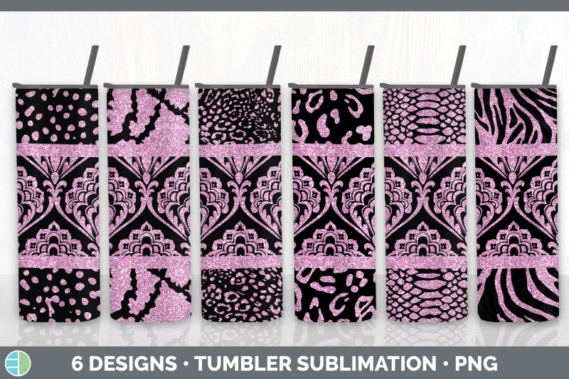 pink-damask-tumbler-glitter-animal-print-skinny-tumbler-sublimation