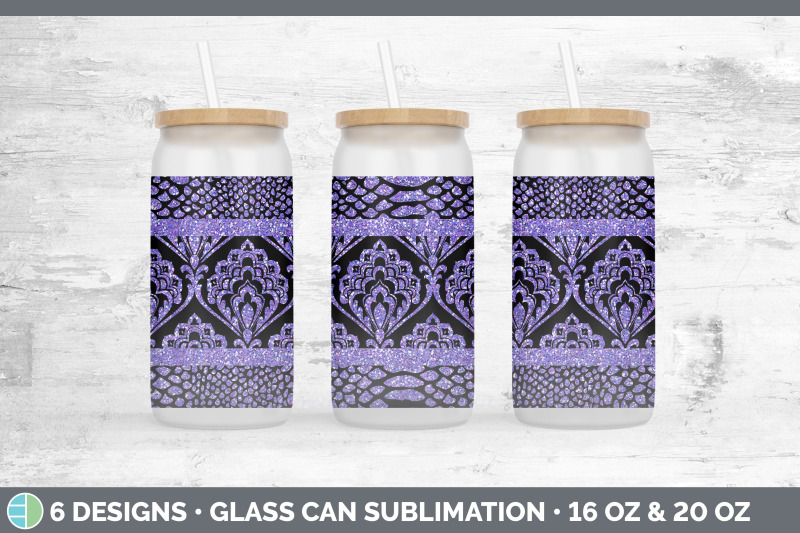 purple-damask-glass-can-sublimation-beer-mason-jar