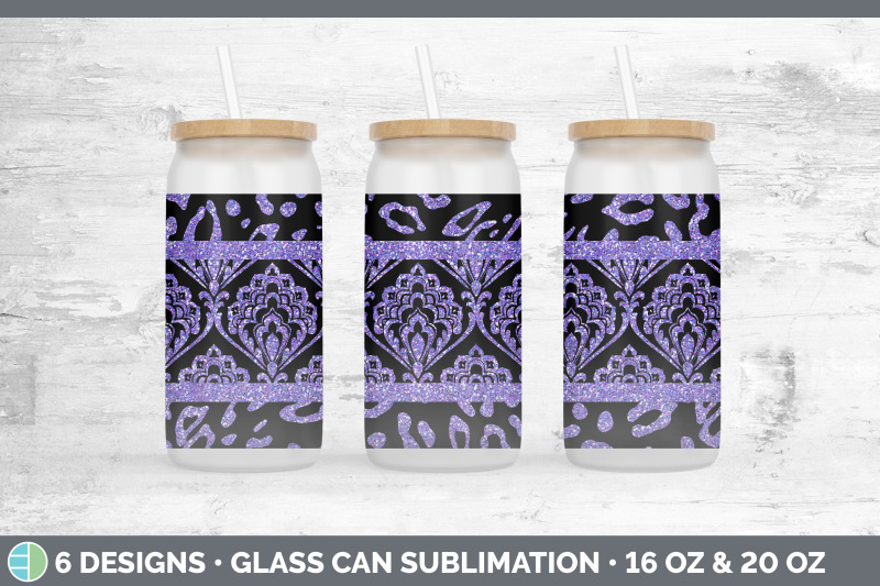 purple-damask-glass-can-sublimation-beer-mason-jar