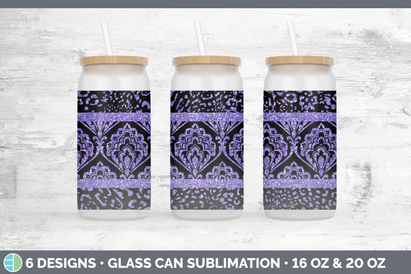 purple-damask-glass-can-sublimation-beer-mason-jar