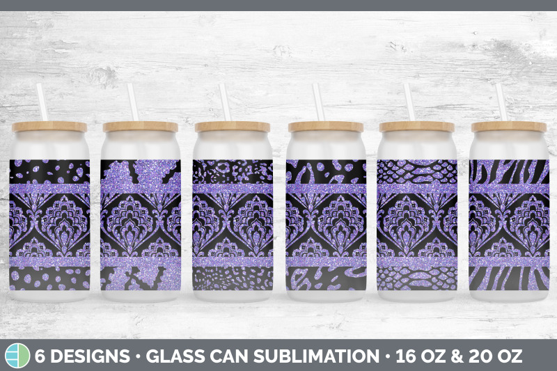 purple-damask-glass-can-sublimation-beer-mason-jar