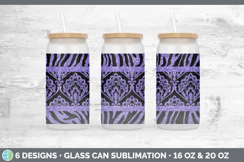 purple-damask-glass-can-sublimation-beer-mason-jar