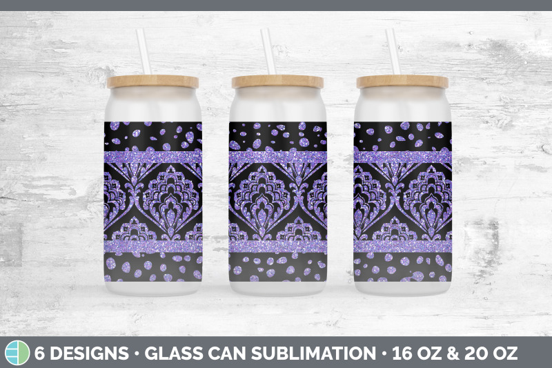 purple-damask-glass-can-sublimation-beer-mason-jar