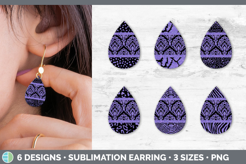 purple-damask-teardrop-earring-glitter-animal-print-sublimation-bund