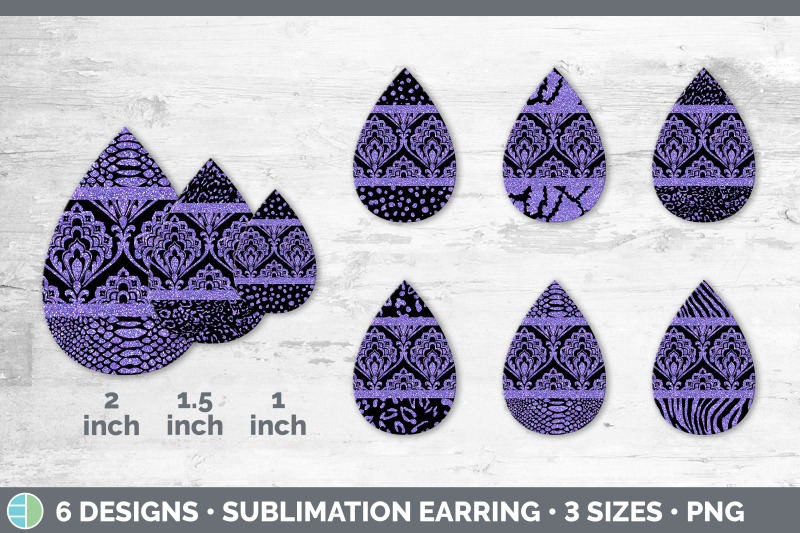 purple-damask-teardrop-earring-glitter-animal-print-sublimation-bund