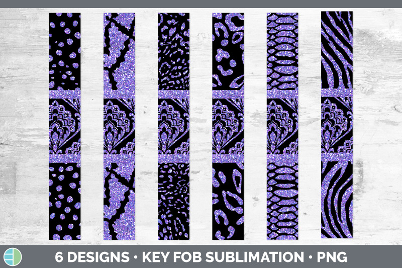 purple-damask-key-fob-glitter-animal-print-wristlet-sublimation