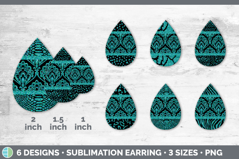 teal-damask-teardrop-earring-glitter-animal-print-sublimation-bundle