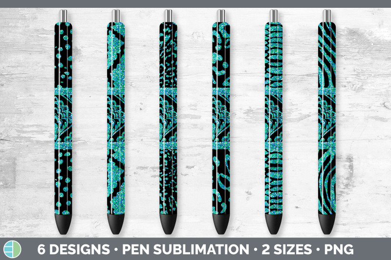 teal-damask-pen-wraps-glitter-animal-print-epoxy-pen-sublimation