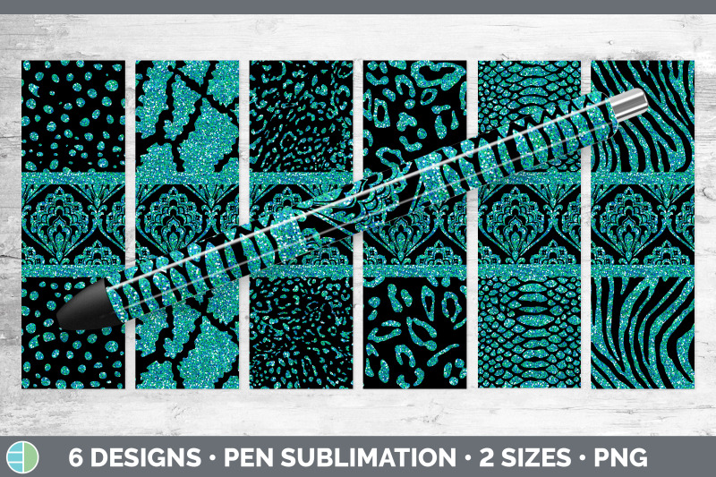 teal-damask-pen-wraps-glitter-animal-print-epoxy-pen-sublimation