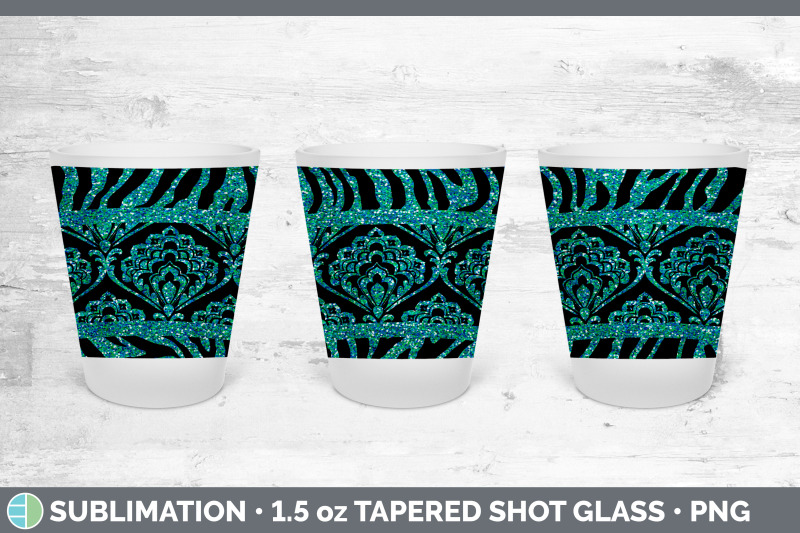 teal-damask-shot-glass-sublimation-shot-glass-1-5oz-tapered