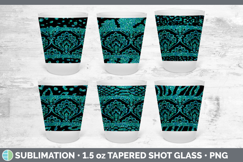 teal-damask-shot-glass-sublimation-shot-glass-1-5oz-tapered