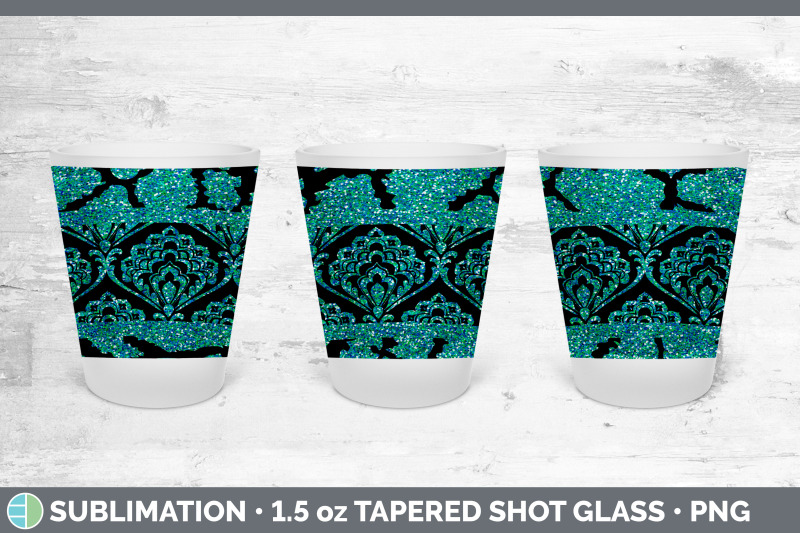 teal-damask-shot-glass-sublimation-shot-glass-1-5oz-tapered