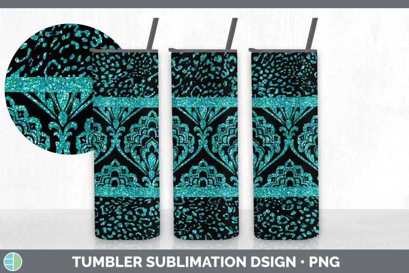 teal-damask-tumbler-glitter-animal-print-skinny-tumbler-sublimation