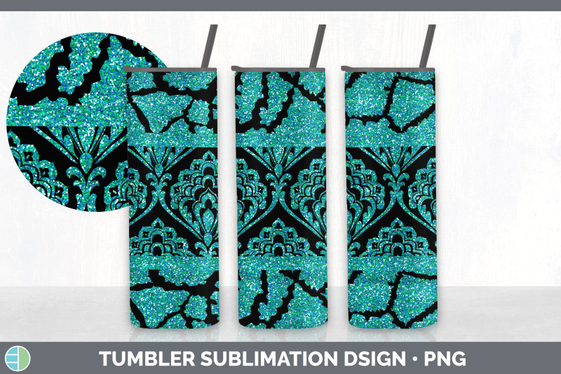 teal-damask-tumbler-glitter-animal-print-skinny-tumbler-sublimation