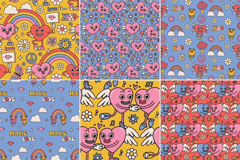 groovy-love-retro-seamless-patterns-collection