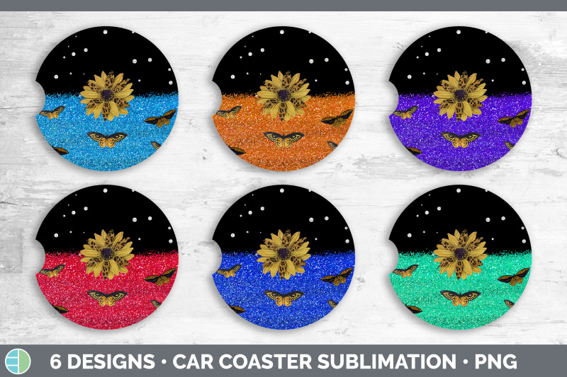 butterfly-sunflowers-car-coaster-glitter-animal-print-sublimation-bu