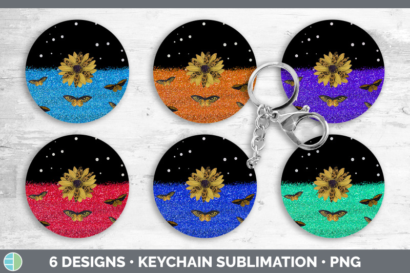 butterfly-sunflowers-keychain-bundle-glitter-animal-print-keyring-su