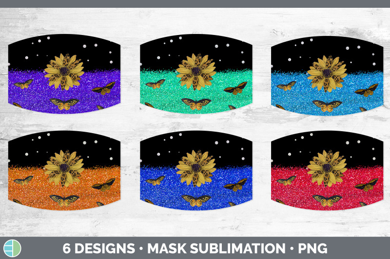 butterfly-sunflowers-mask-sublimation-glitter-animal-print-face-mask