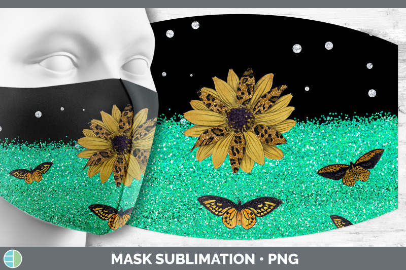 butterfly-sunflowers-mask-sublimation-glitter-animal-print-face-mask