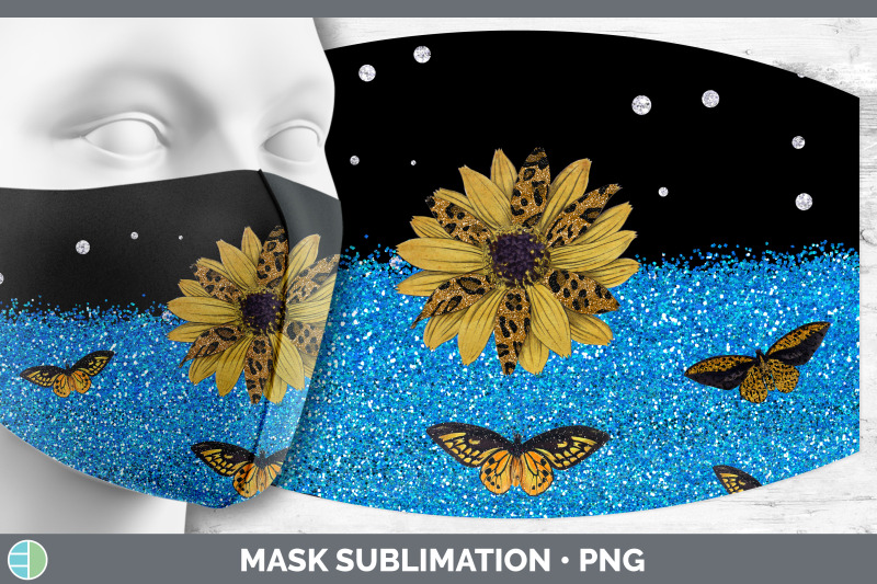 butterfly-sunflowers-mask-sublimation-glitter-animal-print-face-mask